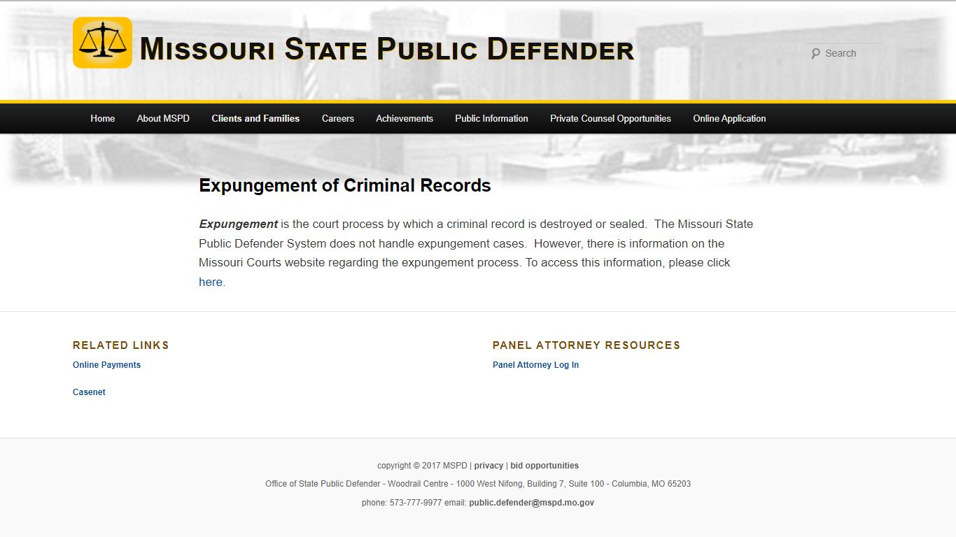 Expungement of Criminal Records | Missouri State Public Defender